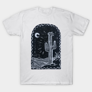 DESERT CACTUS Southwestern Mexico Aesthetic Nature Lover Ink Illustration T-Shirt